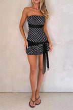 Strapless Tie Polka Dot Mini Dress