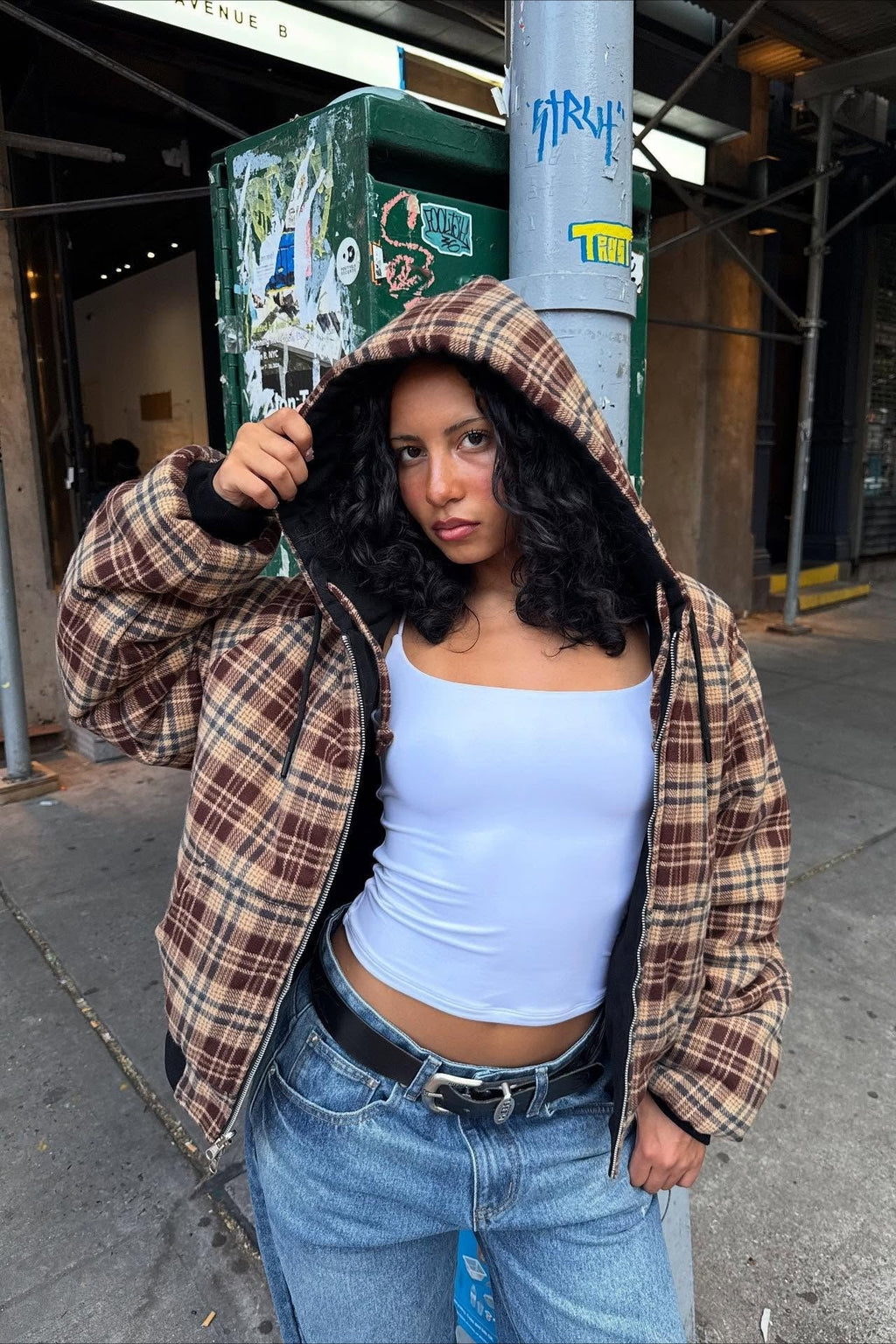 Checked Lined Reversible Hoodie