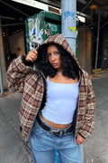 Checked Lined Reversible Hoodie