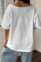 Lily Print Asym Off‑Shoulder T‑Shirt