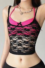 Contrast Lace Solid Cami Top