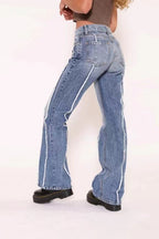 Stretch Raw Hem High Waist Jean