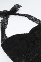 Ruched Tie Lace Slim Halter Top