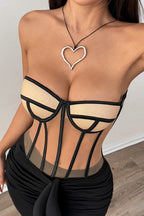 Sheer Strapless Boned Push Up Blouse