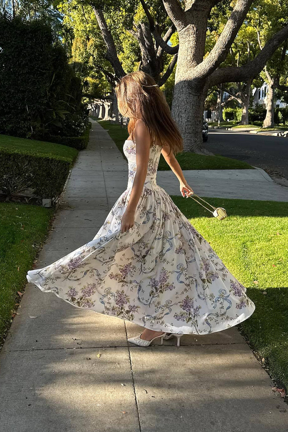 Cami Fitted Waist Elegant Floral Dress