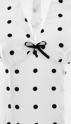 French Style Polka Dot V-Neck Bodycon Maxi Dress