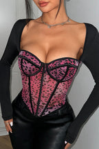 Leopard Print Mesh Corset