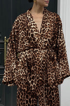 Printed Long-Sleeve Shirt Belted Wide-Leg Pants Two Piece Set