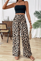 Leopard Print Baggy Straight Pants