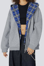 Plaid Lined Loose Hoodie