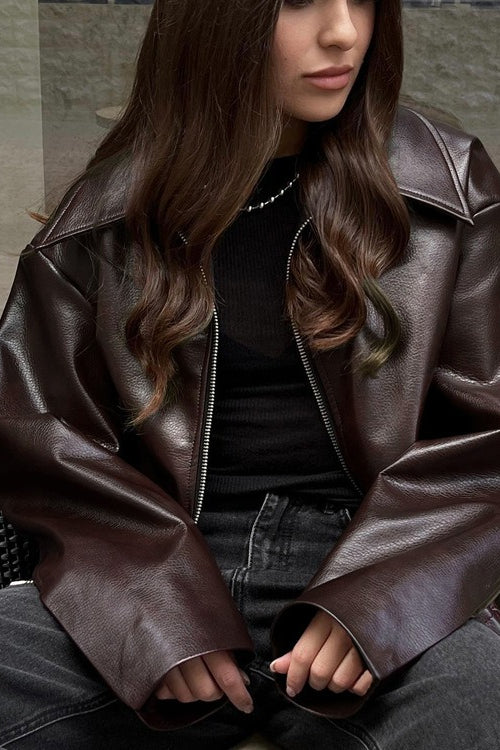 Pu Leather Biker Jacket