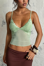 V Neck Lace Slim Cami Top