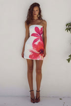 Strapless Floral Print Bodycon Mini Dress