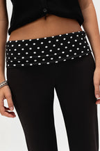 Dot Print Fold Down Low Waist Pants