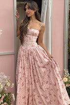 Vintage Floral Cami Slim Fit Maxi Dress