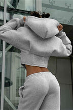 Solid Cinched Uneven Short Hoodie