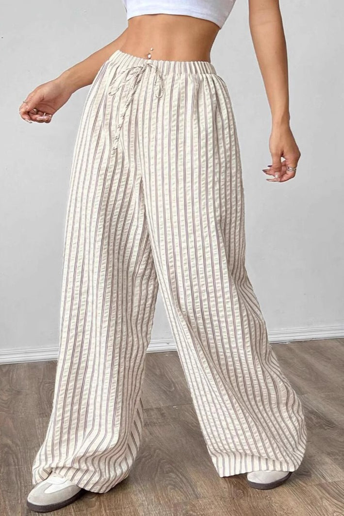 Color Block Pleated Pants With Pockets