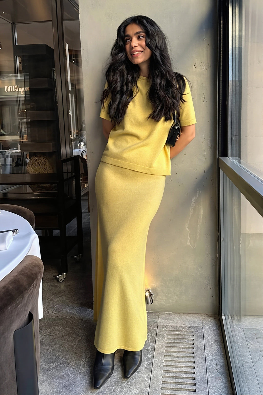 Knit Short Sleeve Pencil Skirt Sets