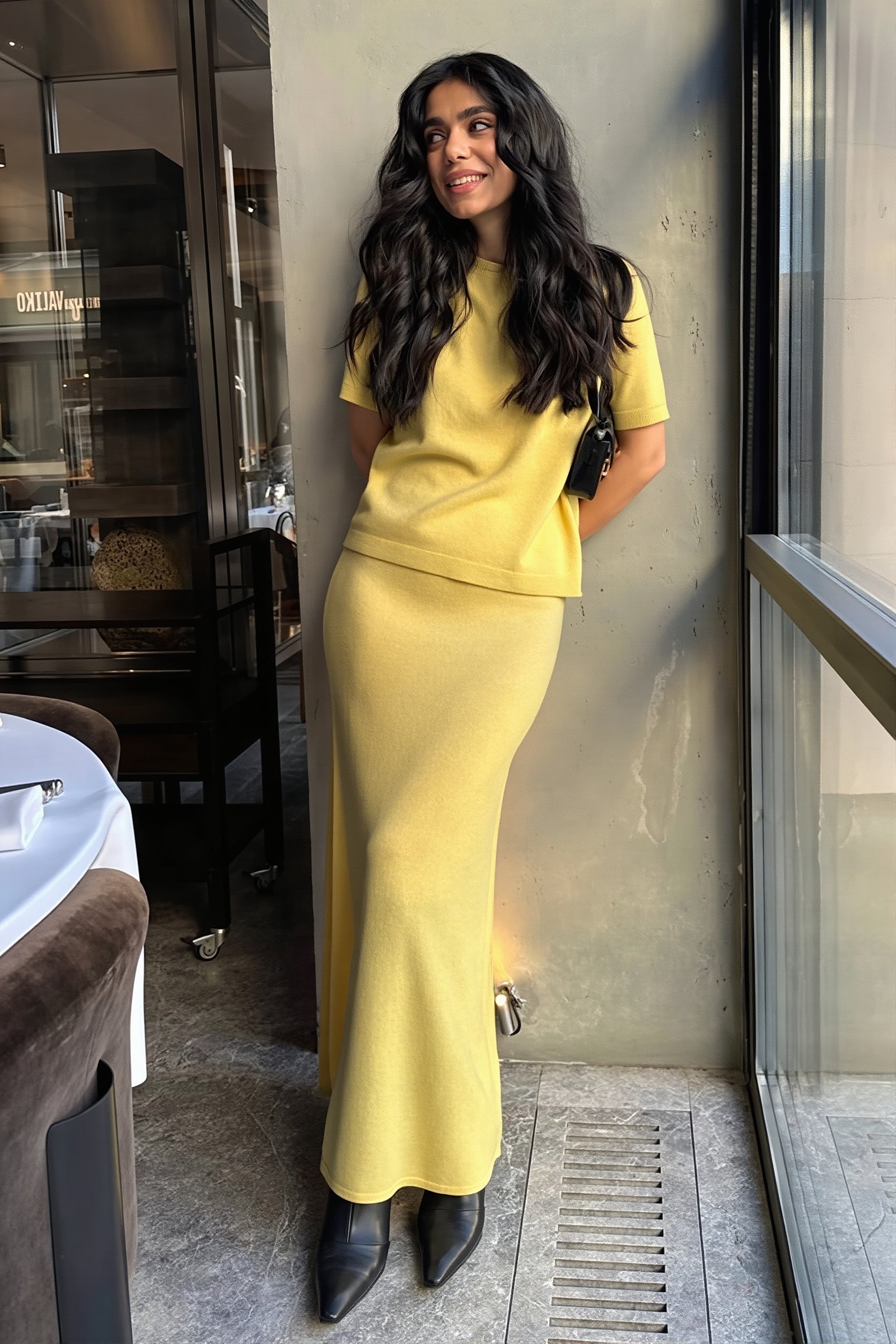 Knit Short Sleeve Pencil Skirt Sets