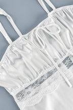 Satin Lace Tie Cami Two Piece Set