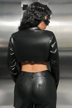 Zippered Cropped Pu Coat