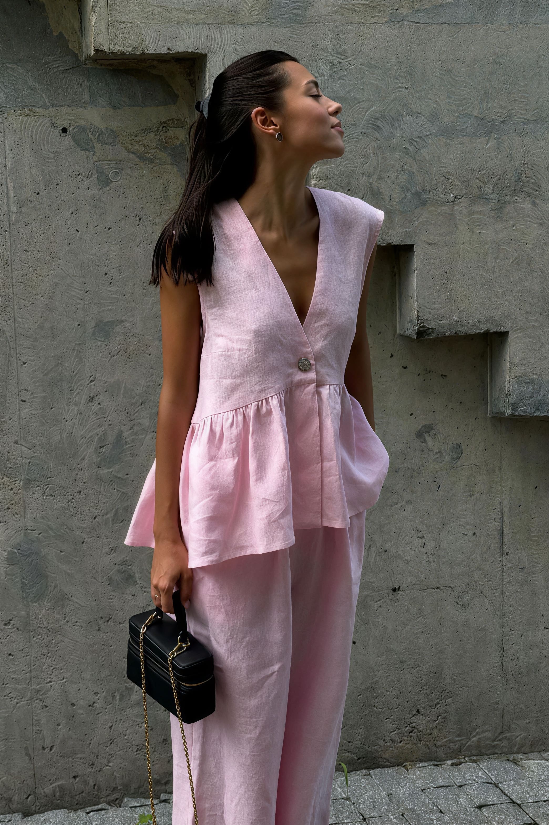 Cotton V-Neck Vest & Pants Set