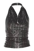 Shiny Sequin Cropped Halter Top