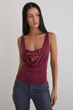 Solid Slim U Neck Sequin Cami Top