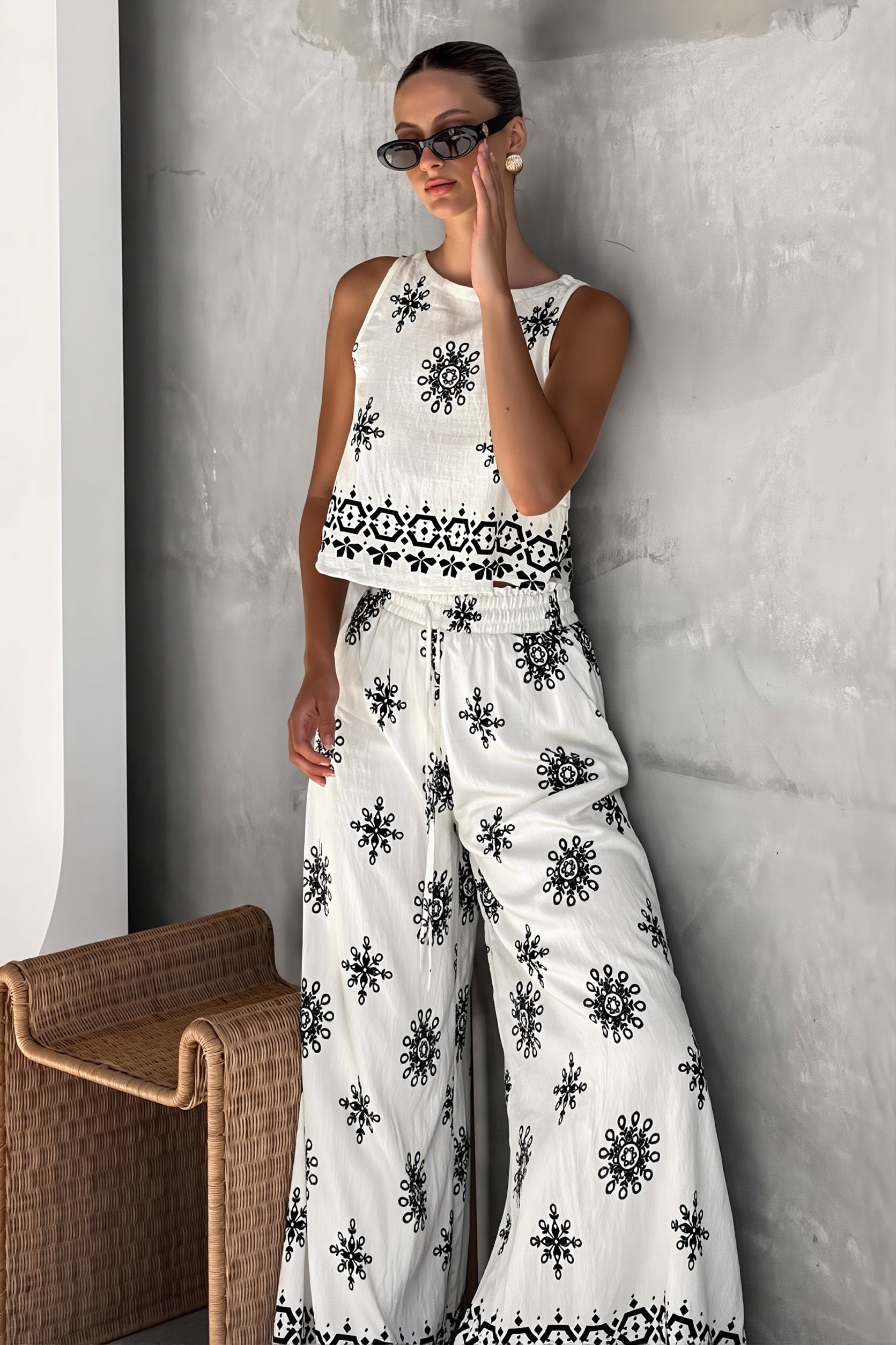 Boho Linen Tank Casual Two Piece Set