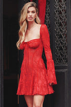 Lace Bell Sleeve Bandeau Mini Dress