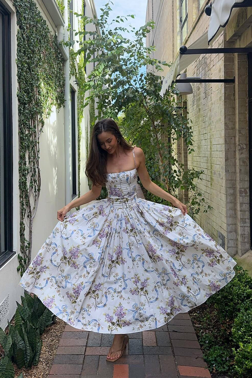Cami Fitted Waist Elegant Floral Dress