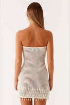 Knit Strapless Mini Boho Dress