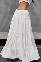 Ballet Gentle White Low Waist A Line Maxi Skirt