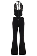 Lace Halter Slim Pant Two Piece Set