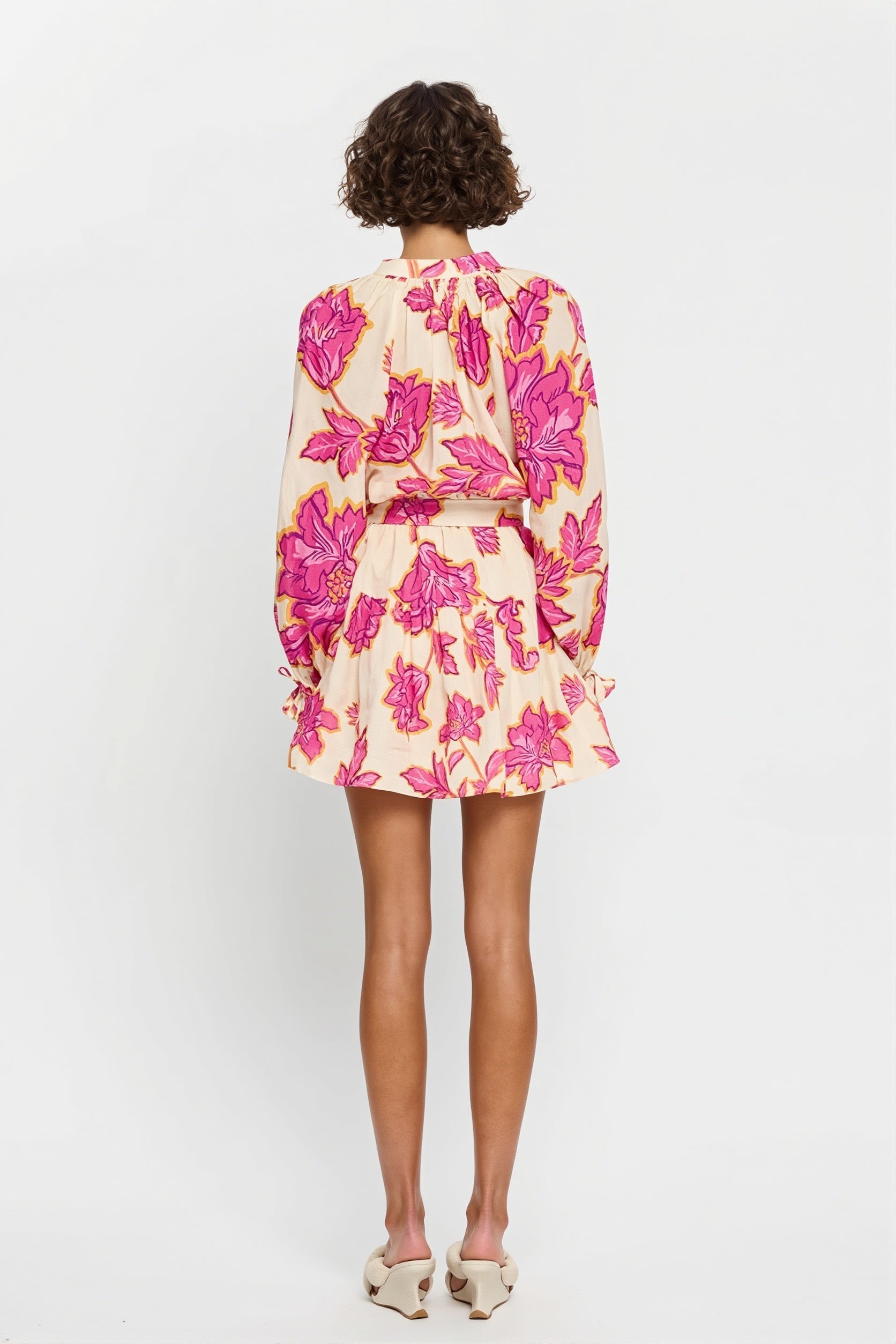 All Over Print Long Sleeve Slim Mini Dress