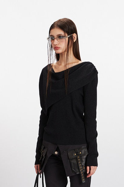 Cowl Neck Fitted Knit Top