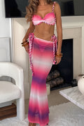 Rope Tie Bikini And Skirt Three Piece Swim Sets