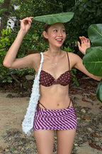Polka Dot Halter Bikini Set Three Piece Swim Sets