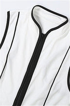 Solid Zip Slim Short Two Piece Set