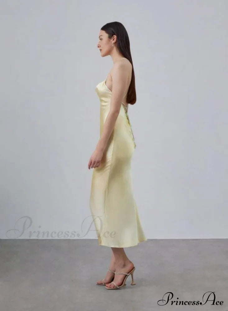 90S Forever Cowl Neck Graceful Maxi Silk Slip Dress