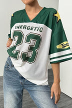 Loose Street Print Color Block Sporty T-Shirt
