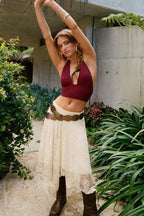 Lace Midi Skirt With Asymmetrical Hem