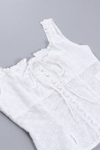 Cami Jacquard Lace Floral Button Tank Top