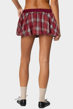 Y2K Plaid Faux Button Skirt With Built-In Shorts