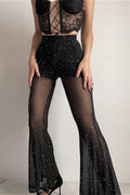 Rhinestone High Waist Bootcut Pant