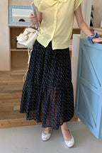 Floral Drawstring Waist Flowy Skirt