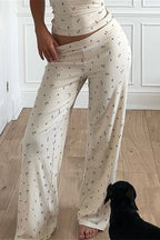 Floral Sleeveless Crop Top Wide Leg Pants Two Piece Set