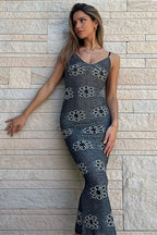 Floral Bodycon Spaghetti Strap Maxi Dress
