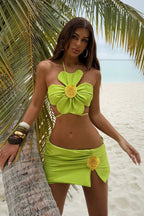 Floral Design Three Piece Swim Set
