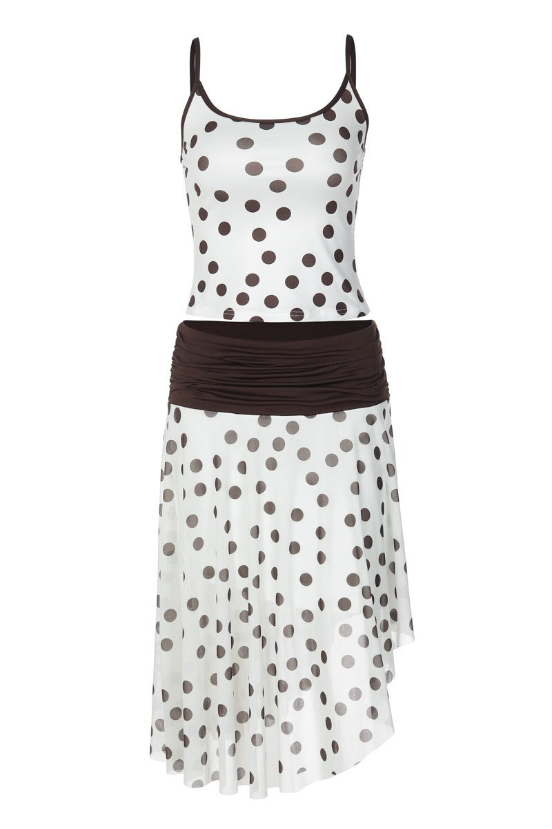 Dot Print Color Block Cami Skirt Sets